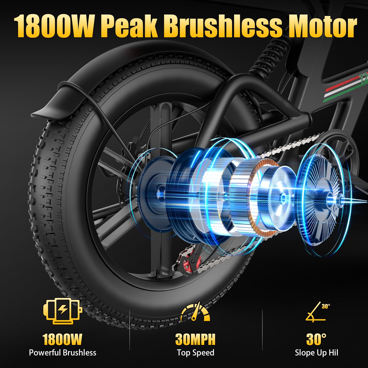 Tourii T20  retro electric motorcycle, fat tire, snow electric bicycle 20 inch