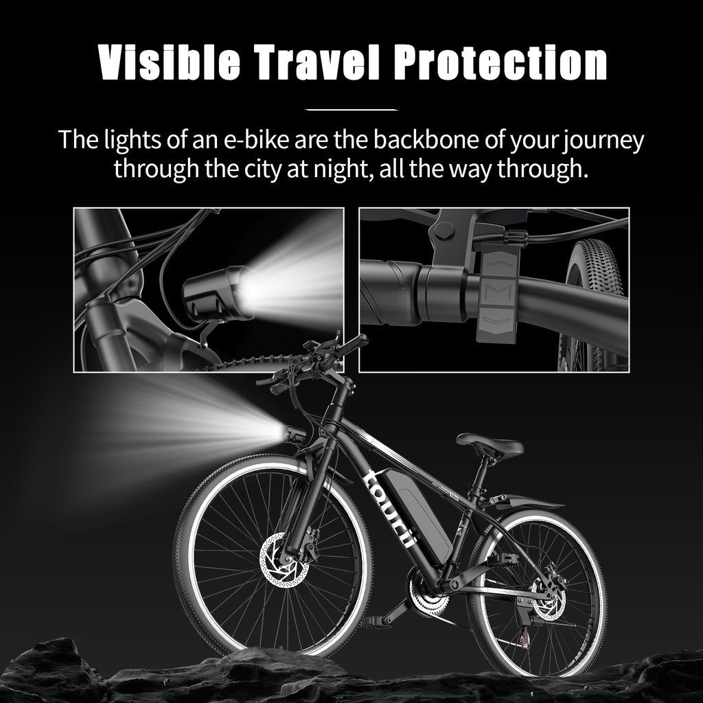 Tourii G26 Black 26-Inch High-Carbon Steel Frame Electric Bike