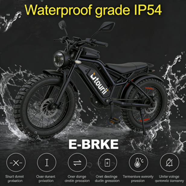 Tourii K20 20 inch 48V lithium battery beach off-road electric snowmobile, fat tire four-wheel electric motorcycle, electric bicycle