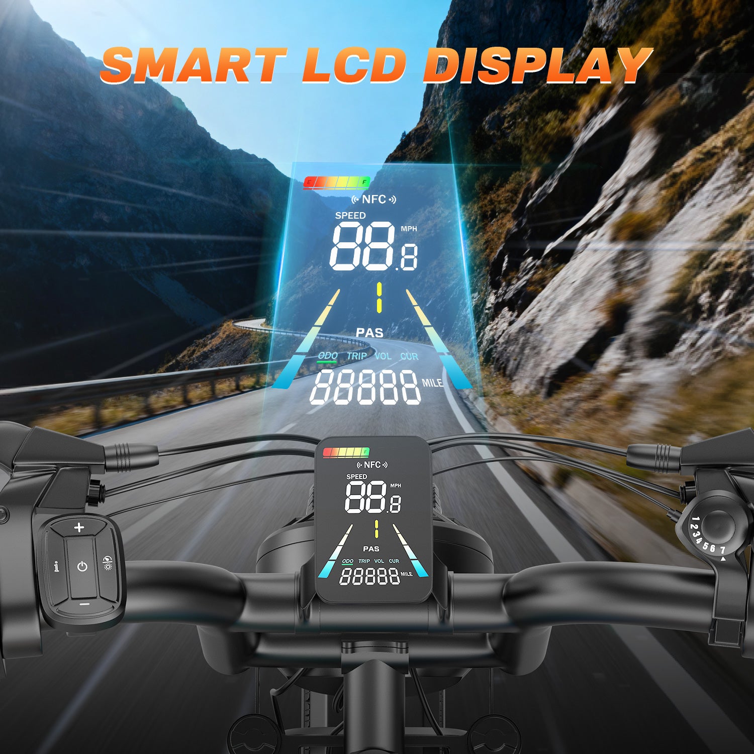Tourii F30 20 inch adult electric bicycle, peak 1500W, LCD instrument all terrain off-road electric vehicle, suitable for mountains, snow, sand and highways