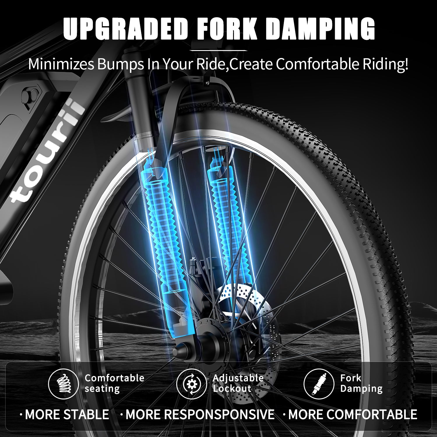 Tourii G26 Black 26-Inch High-Carbon Steel Frame Electric Bike
