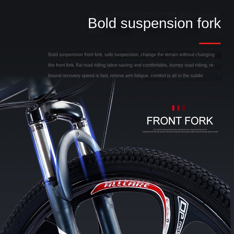 24/26 inch 24 speed folding mountain bike - high carbon steel frame, magnesium alloy integrated wheels, shock absorption function, suitable for both men and women